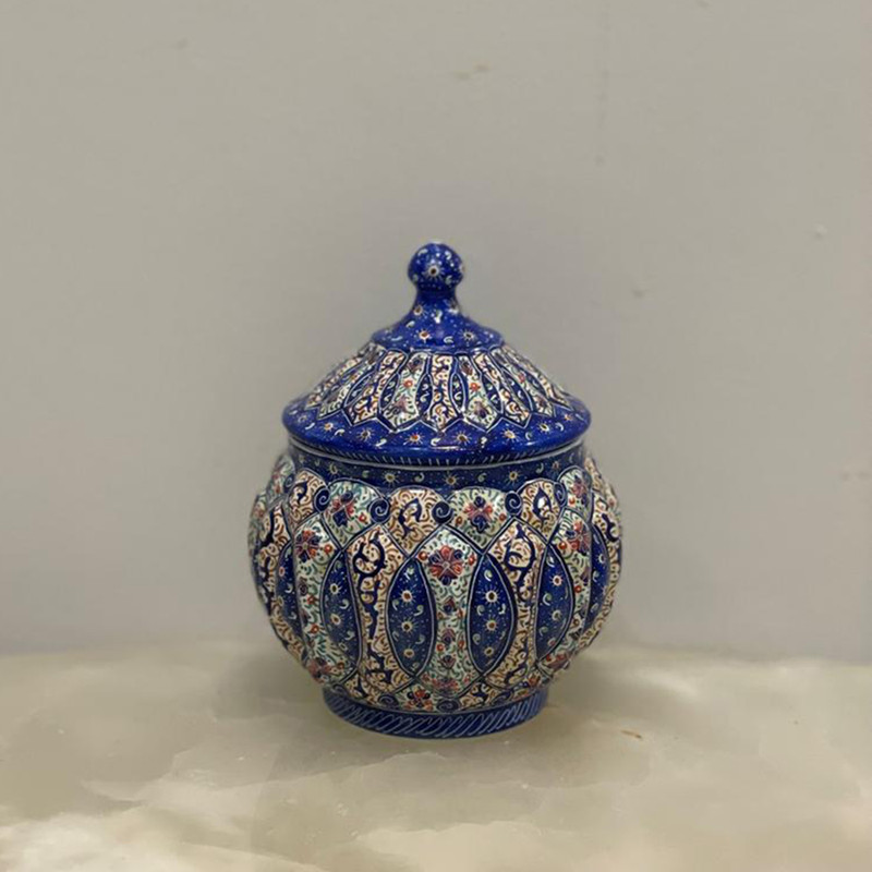قندان میناکاری اسماعیلی مدل درب دار خانه بندی کد 841159-4