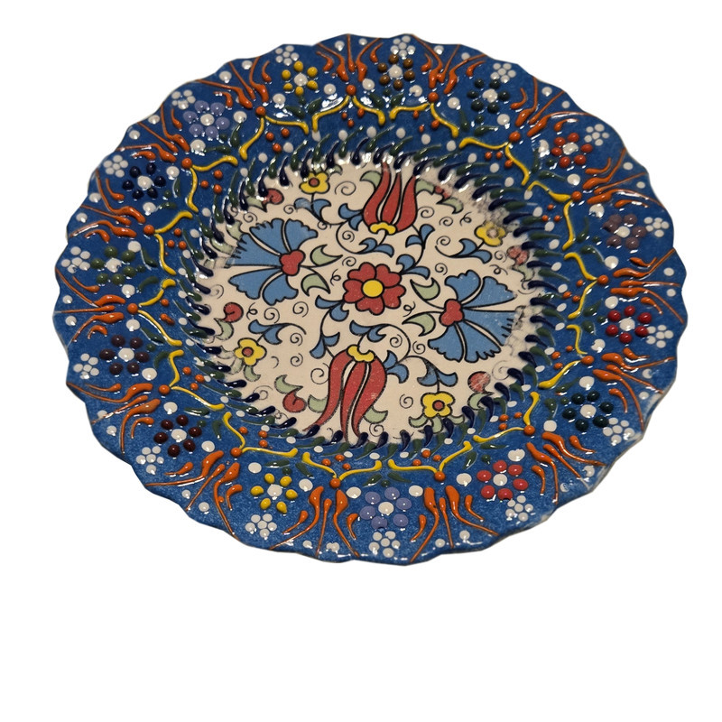 بشقاب میناکاری مدل نقش برجسته طرح لب کنگره ای کد 183 بسته 6 عددی