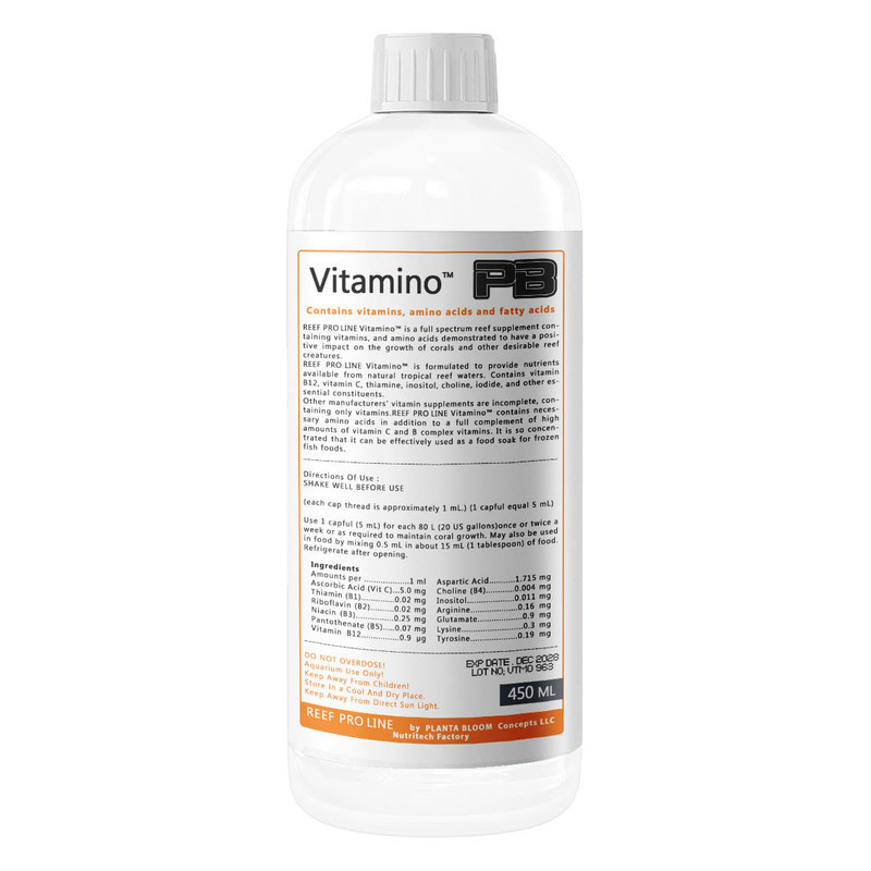 محلول ویتامین و آمینو اسید پلانتا بلوم مدل REEF PRO LINE Vitamino حجم 450 میلی لیتر