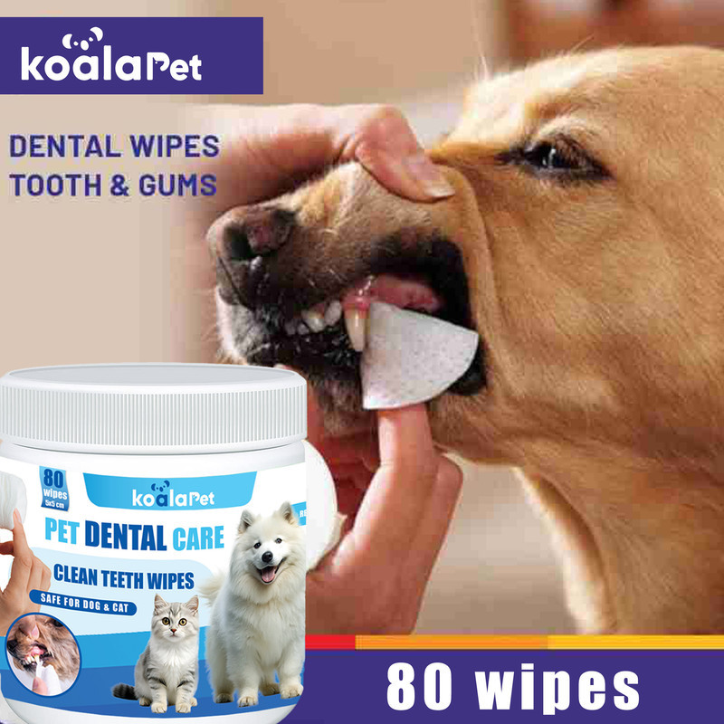دستمال مرطوب بهداشت دندان حیوانات کوالاپت مدل dental Wipes01 بسته 80 عددی