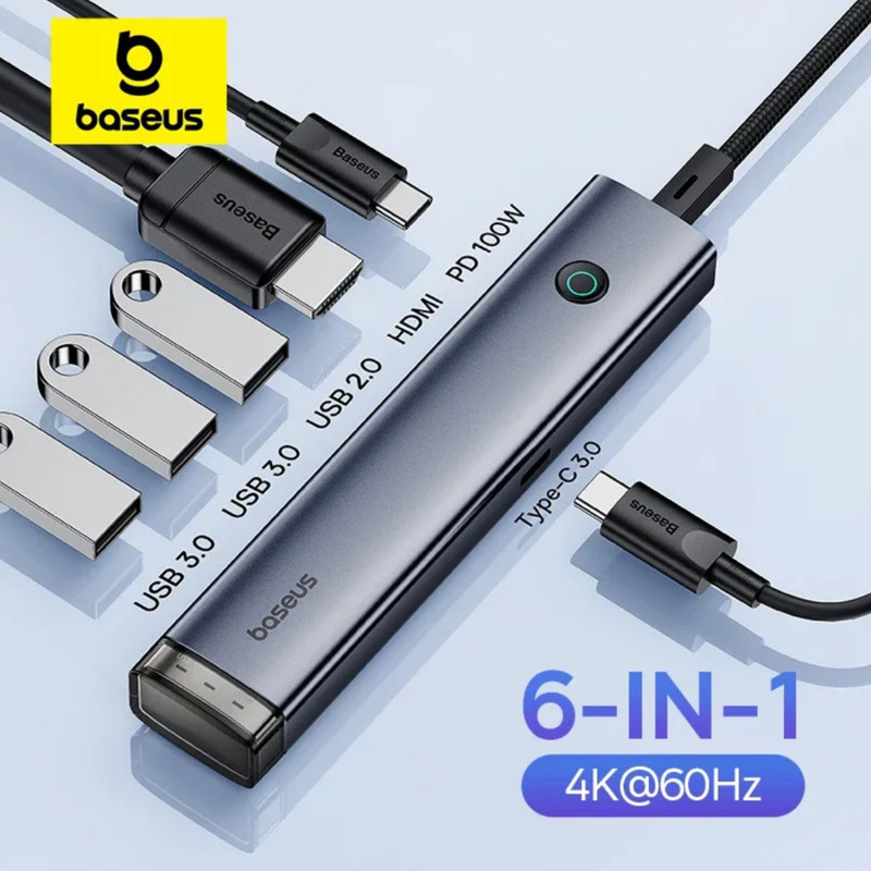 هاب 6 پورت USB-C باسئوس مدل BS-OH164