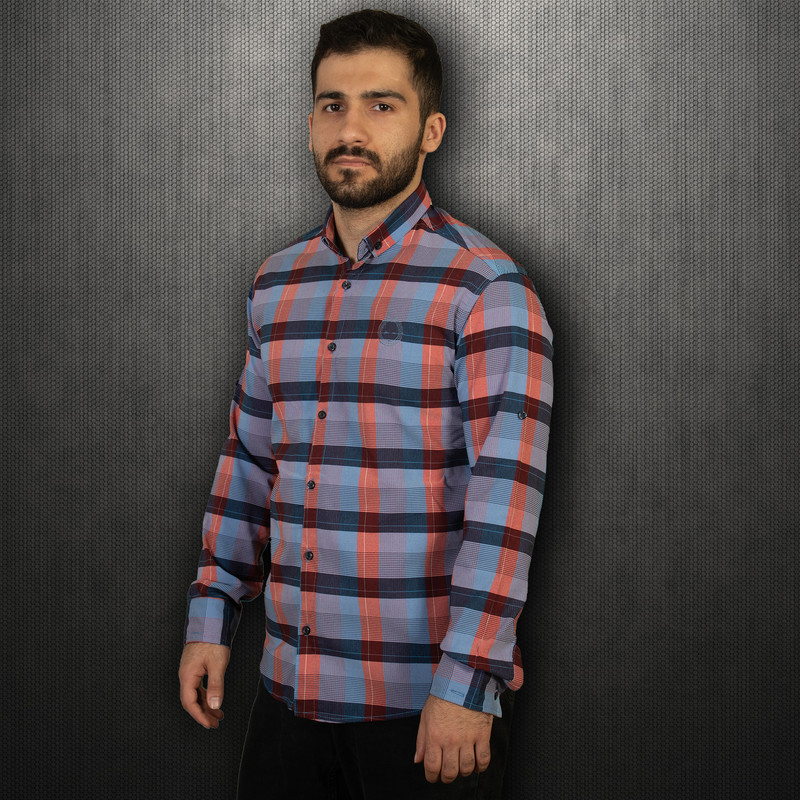 پیراهن آستین بلند یقه برگردان با تنخور معمولی (regular fit) مردانه مدل M3186