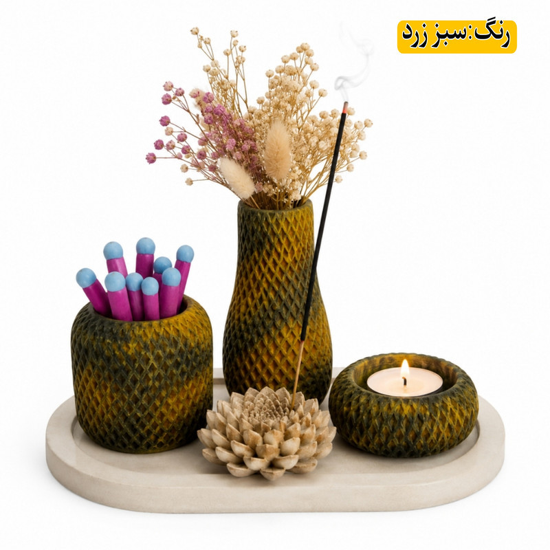 ست هدیه دکوری رومیزی مدل روژا مجموعه 5 عددی