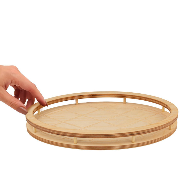 سینی بدون دسته مدل بیضی طرح سبد سایز 36x24 سانتی متر