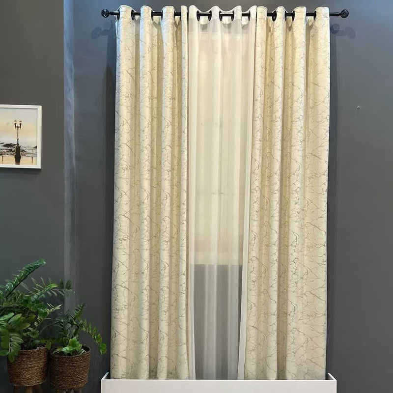 پرده مدل پانچی مخمل طلاکوب و حریر ساده کد q20 سایز 140x275 سانتی متر