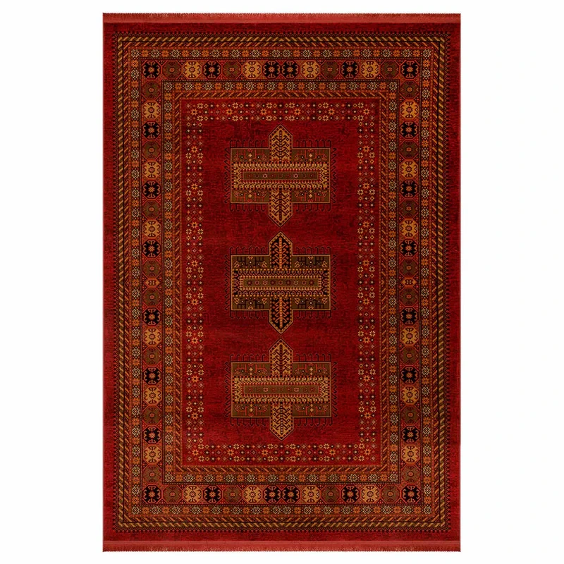 فرش ماشینی بزرگمهر طرح بلوچی کد78005 زمینه لاکی
