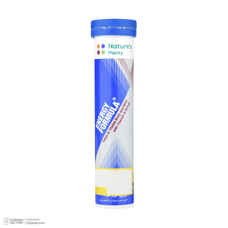 قرص جوشان انرژی‌زا نیچرز پلنتی مدل Energy Formula با طعم ردبول، افزایش انرژی و قدرت حین تمرین، کاهش خستگی مزمن، حاوی کافئین و ویتامین‌های گروه B، بدون لاکتوز، بسته 20 عددی، وزن 93 گرم