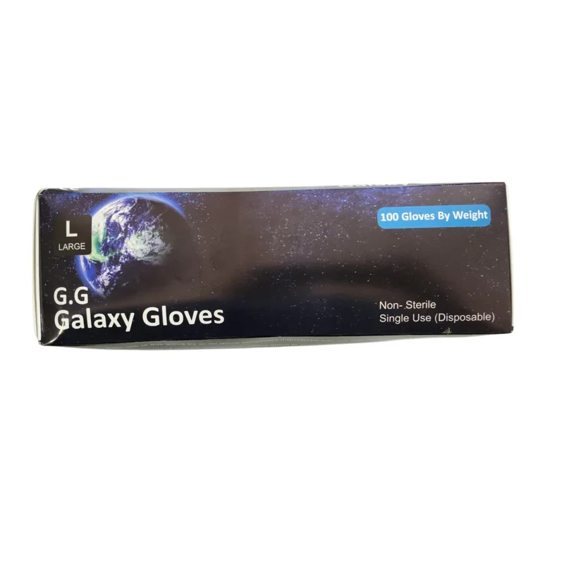 دستکش وینیل غیر پودری گلکسی مدل 100G سایز بزرگ بسته 100 عددی