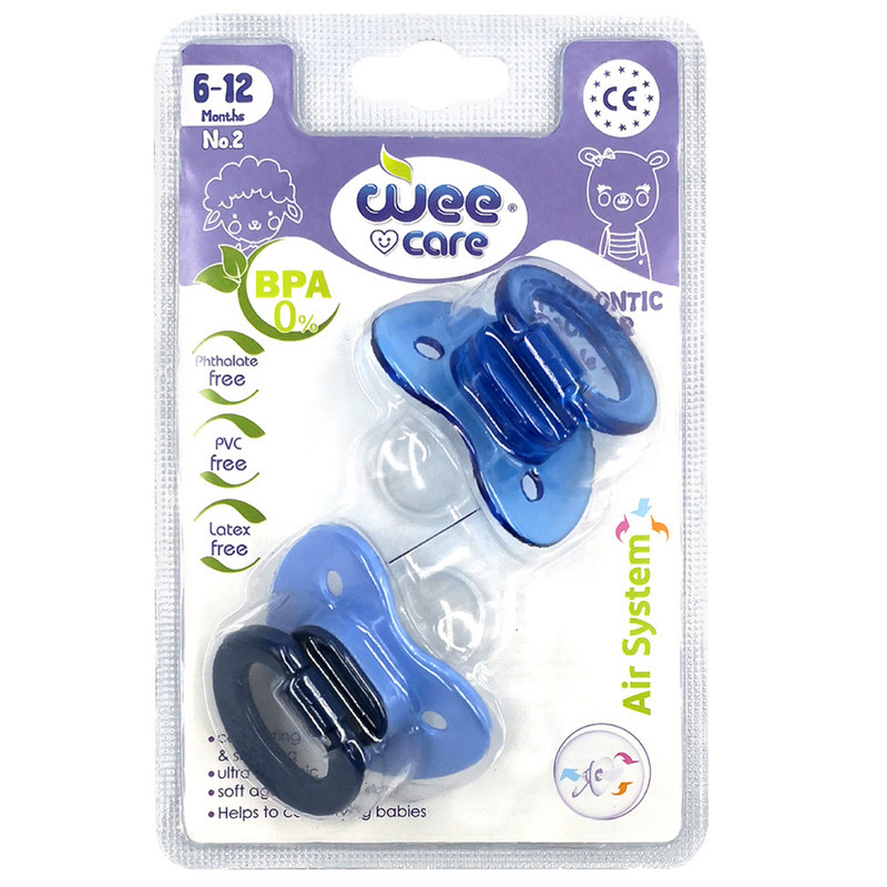 پستانک ارتودنسی وی کر مدل مات و شفاف دسته دار کد p132 مجموعه 2 عددی