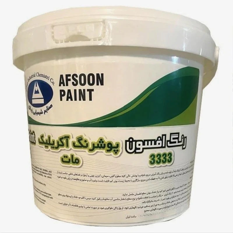 رنگ آکریلینک سفیدمات افسون مدل ساختمانی کد 3333 حجم1 لیتر