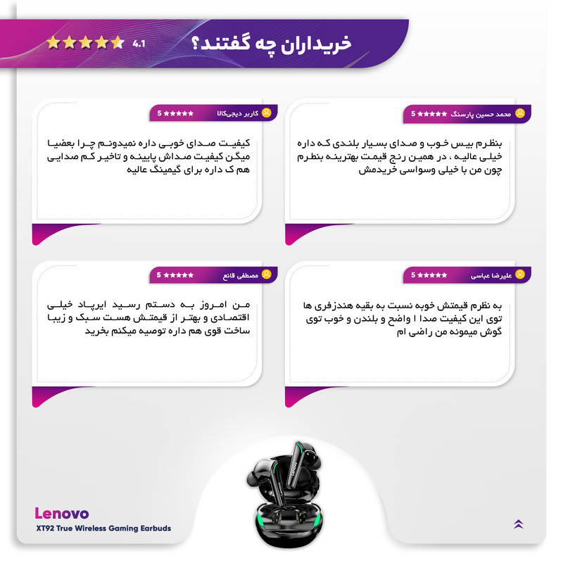 هدفون مخصوص بازی بلوتوثی لنوو مدل FAT XT92 QAZ