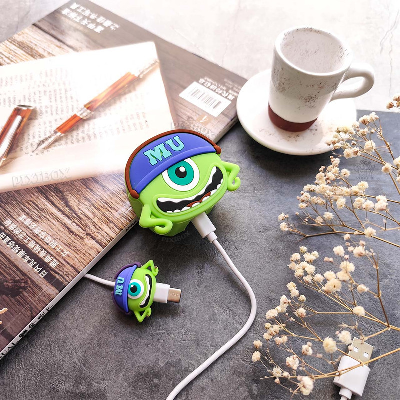 محافظ کابل طرح هیولا مدل Mike Wazowski به همراه محافظ شارژر دیواری مجموعه 4 عددی
