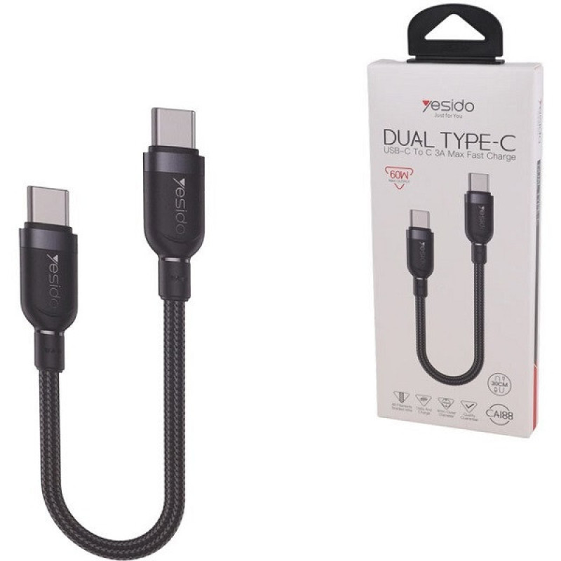 کابل USB-C یسیدو مدل CA188 C TO C طول 0.3 متر