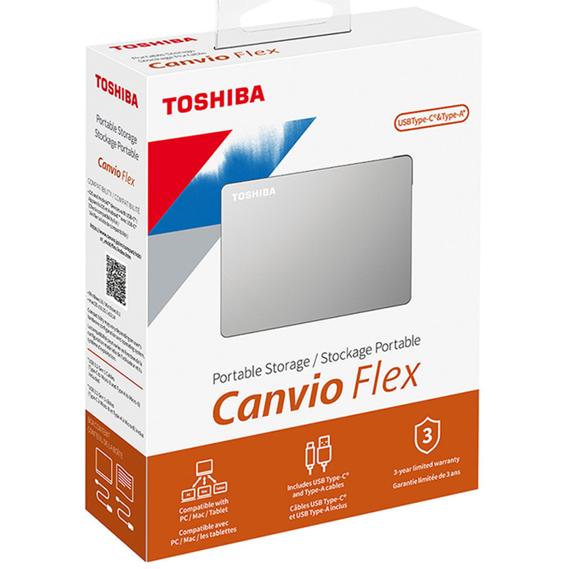 هارد اکسترنال توشیبا مدل Canvio Flex ظرفیت دو ترابایت دارای رابط USB Type-A 3.2