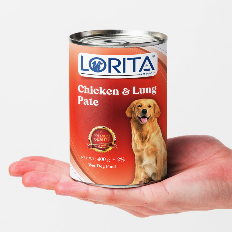کنسرو غذای سگ لوریتا مدل CHICKEN & LUNG PATE وزن 400 گرم