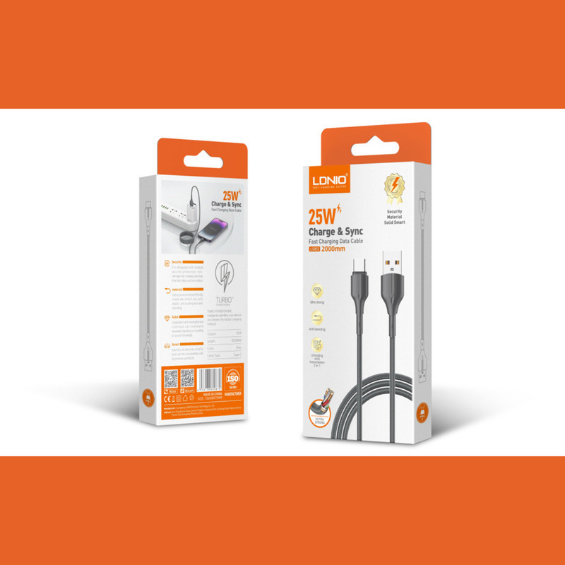 کابل تبدیل USB به USB-C الدینیو مدل LS851 طول 1 متر