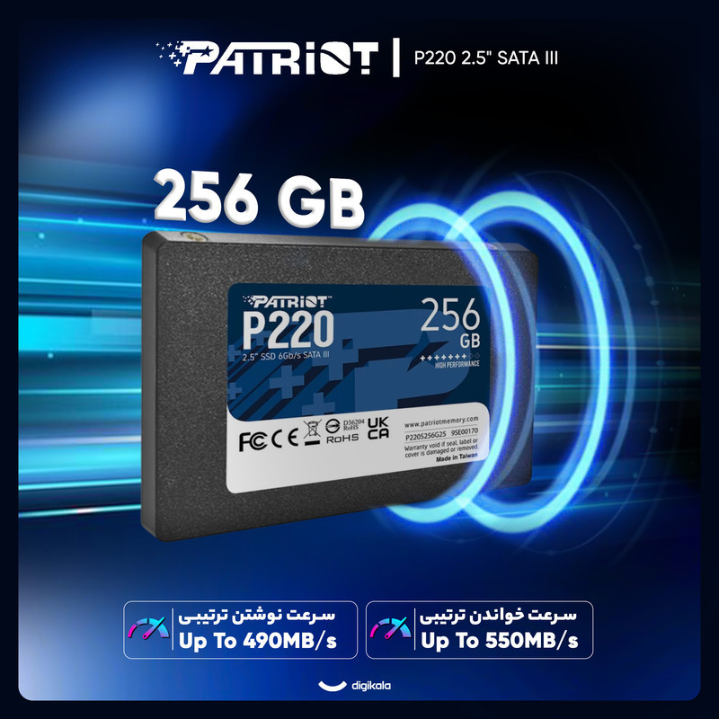اس اس دی اینترنال SATA III پتریوت مدل P220 ظرفیت 256 گیگابایت