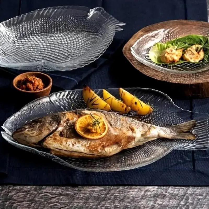 دیس ماهی کریستال پاشاباغچه مدل Marine مناسب سرو ماهی و مرغ، شستشو با دست و ماشین ظرفشویی