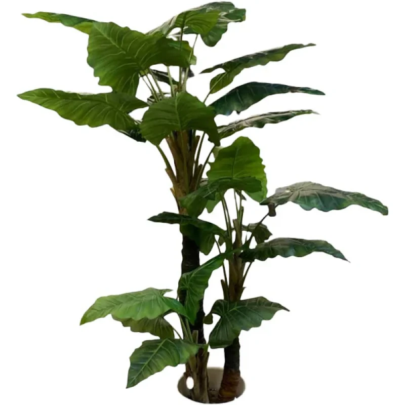 درختچه مصنوعی بابا آدم با برگ قابل شستشو، 3 تنه، ابعاد 20x20x180 سانتی‌متر، وزن 15000 گرم، مناسب فضای باز و گل‌های آپارتمانی، بدون گلدان