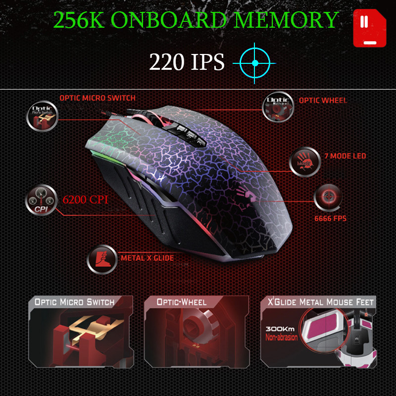 ماوس گیمینگ بلادی مدل A7O_RGB_ACTIVATED