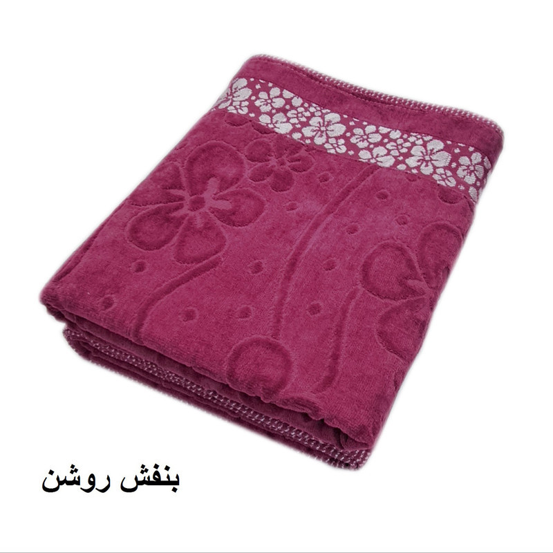 حوله حمام هنرمند طرح نیلوفر کد HS-2025 سایز 100x150 سانتی متر