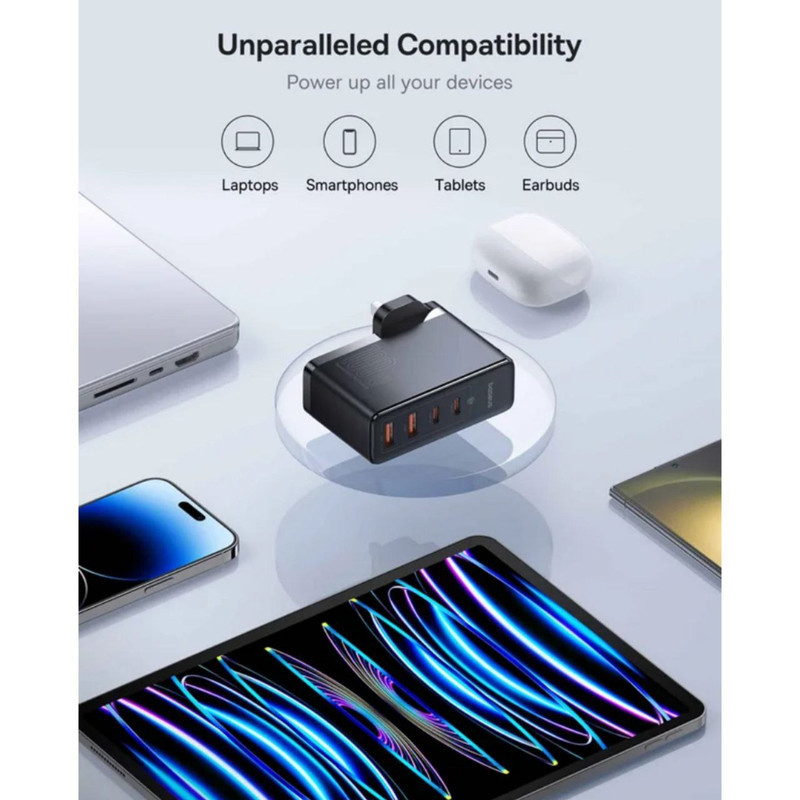 شارژر دیواری 100 وات بیسوس مدل GAN5 PRO 100W به همراه کابل USB-C
