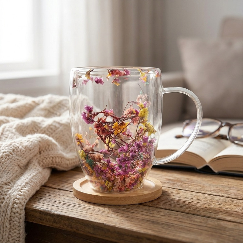 لیوان مدل دوجداره طرح گل کد MA001