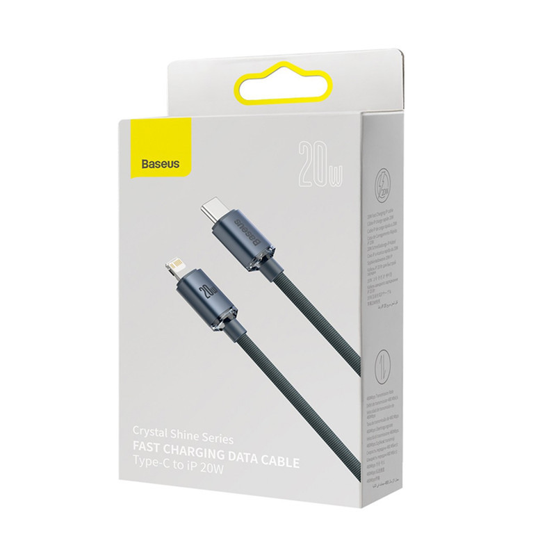 کابل تبدیل USB-C به لایتنینگ بیسوس مدل Crystal Shine طول 1.2 متر