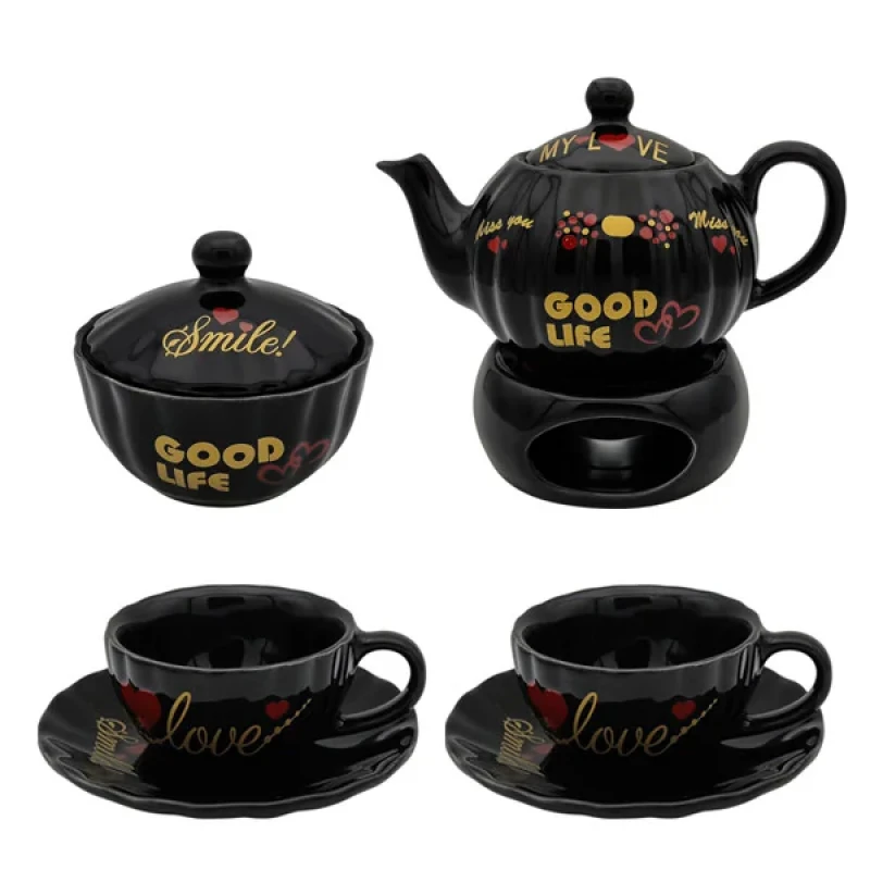 سرویس قهوه خوری 9 پارچه مناسب برای 2 نفره مدل صدفی کد 2411P9xgood