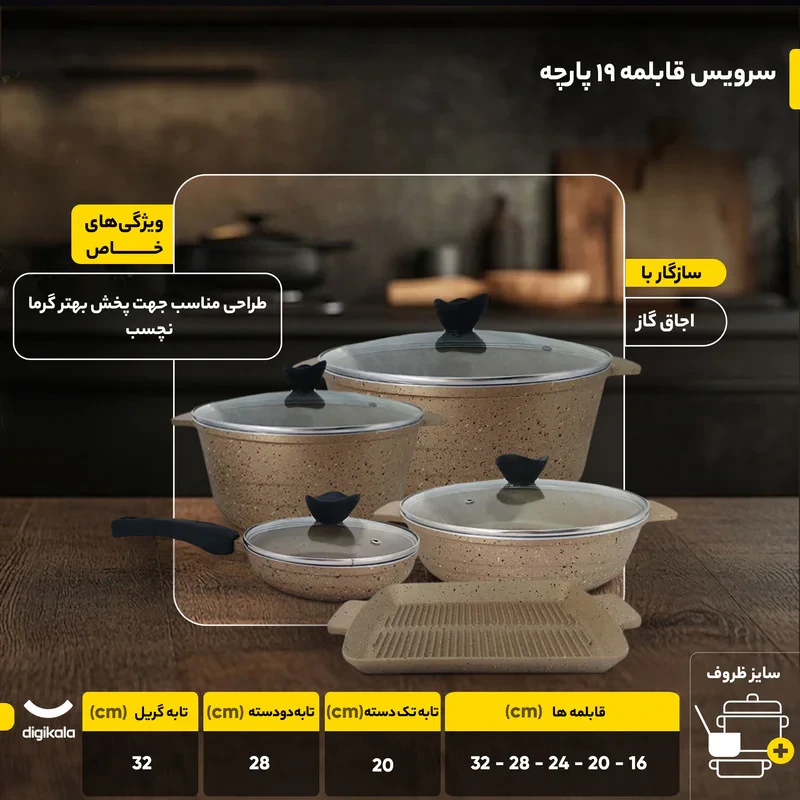 سرویس قابلمه 19 پارچه پیلاو کد 0554