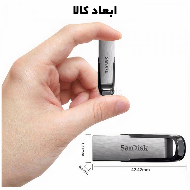 فلش مموری سن دیسک مدل Ultra Flair CZ73 ظرفیت 16 گیگابایت با بدنه فلزی، پورت USB 3.0، سازگار با USB 2.0 و قابلیت رمزگذاری فایل‌ها