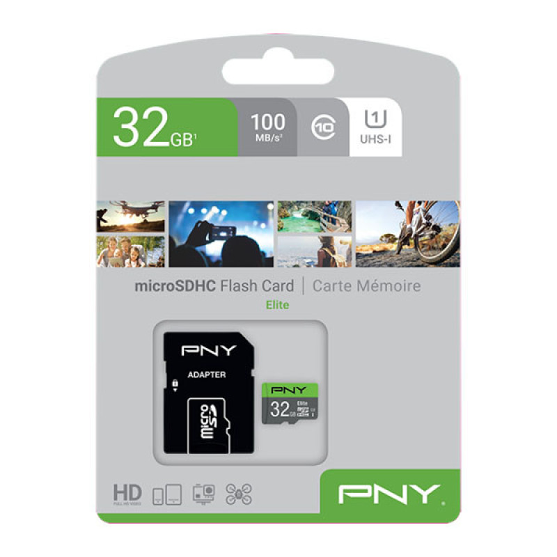 کارت حافظه microSDHC پی ان وای مدل Elite کلاس 10 استاندارد UHS-I U1 سرعت 100MBs ظرفیت 32 گیگابایت به همراه آداپتور SD