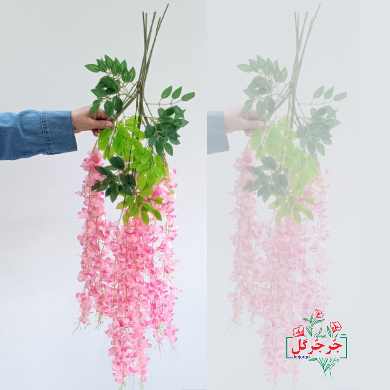 گل مصنوعی جُرجُرگل مدل آویز شکوفه آقاقیا، مناسب نصب آویزی، رومیزی و دیواری، طول 70 سانتی‌متر، وزن 250 گرم، ابعاد 30×20×70 سانتی‌متر، بسته 12 عددی