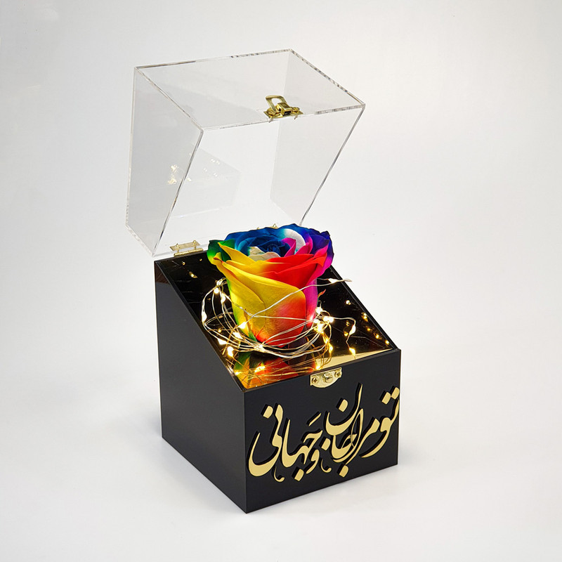 گل رز جاودان مدل گنجینه پایه بلند طرح تو مرا جان و جهانی