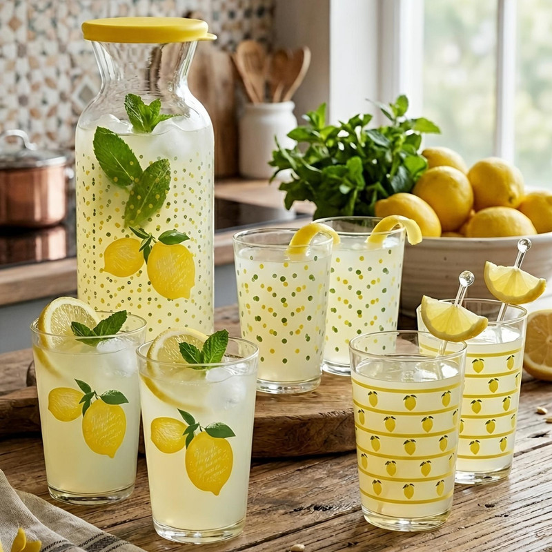 سرویس پارچ و لیوان 7 پارچه مدل Lemon