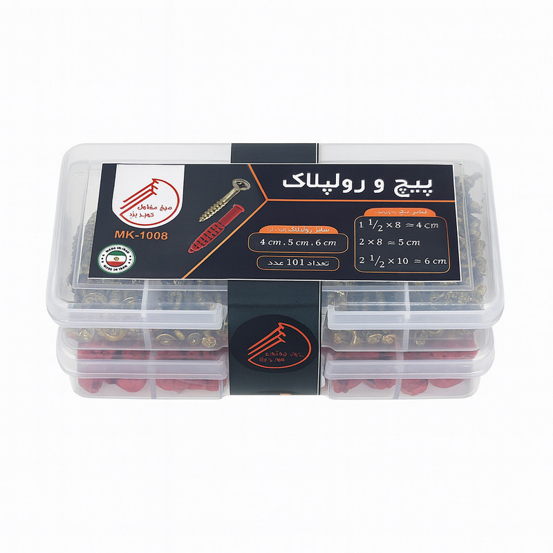پیچ و رول پلاک میخ مفتول کویر یزد مدل MK-1008 مجموعه 101 عددی