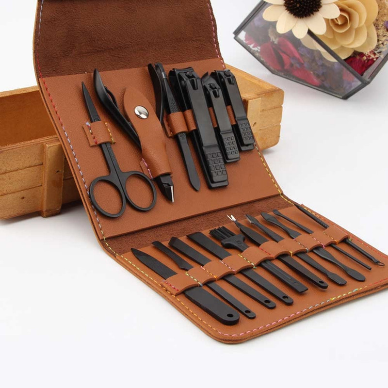 ست مانیکور و پدیکور مدل 16-Leather مجموعه 16 عددی