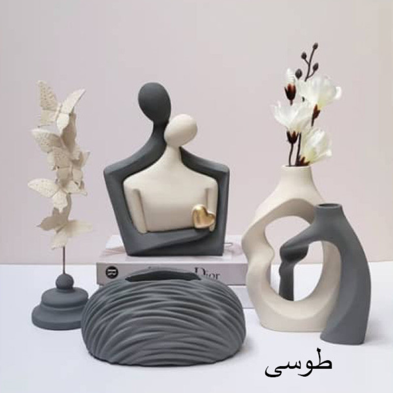 گلدان دکوری مدل دوقلو پیچی مدرن مینیمال مجموعه دو عددی