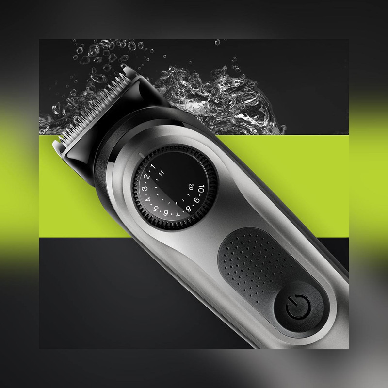 ماشین اصلاح صورت و بدن شارژی براون مدل BT7350 ضدآب با فناوری AutoSense، تیغه‌های خودتیزشونده استیل ضدزنگ، باتری لیتیوم‌یون با 100 دقیقه کارکرد، شارژ سریع و تنظیم اصلاح با 39 شماره نیم‌میلی‌متری