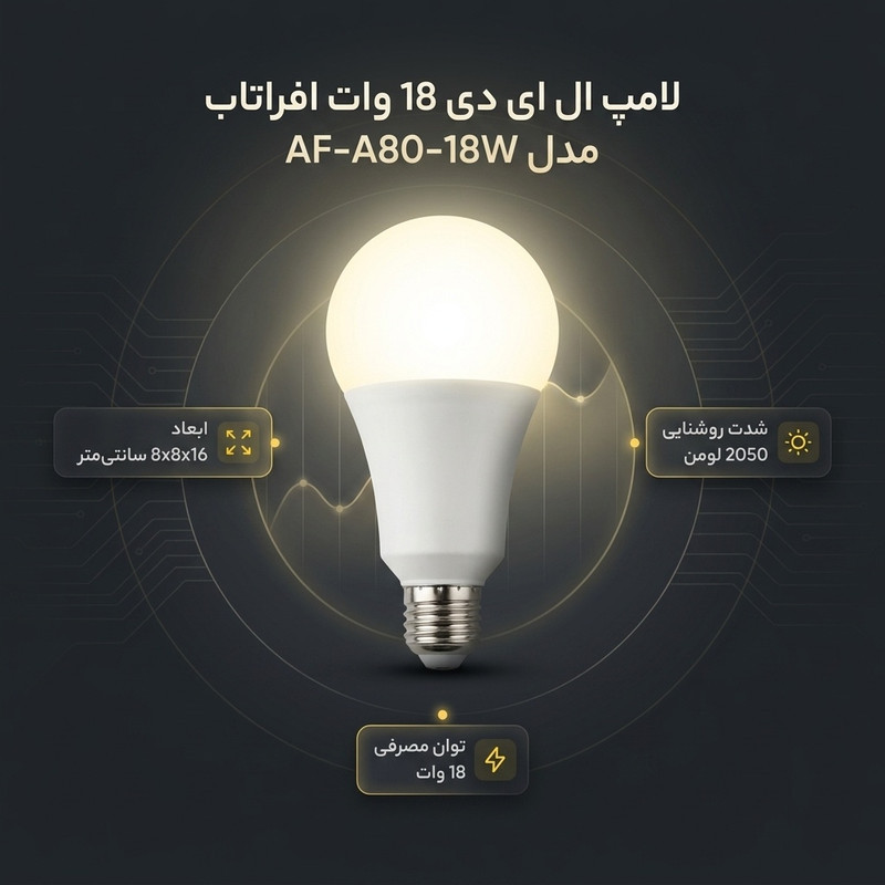 لامپ ال ای دی 18 وات افراتاب مدل AF-A80-18W پایه E27