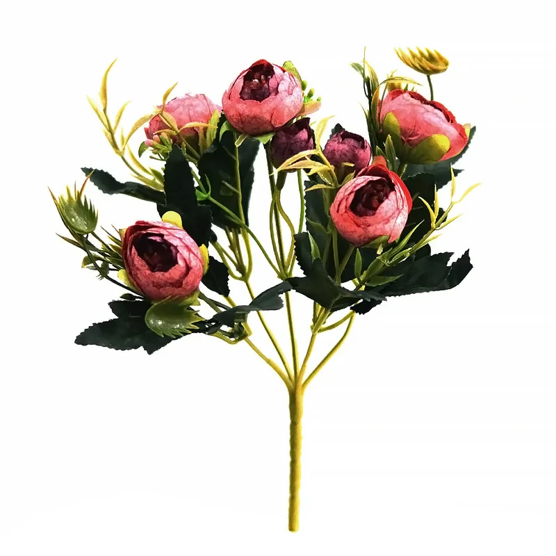 گل مصنوعی بوته نسترن، ابعاد 15x15x30 سانتی‌متر، وزن 30 گرم