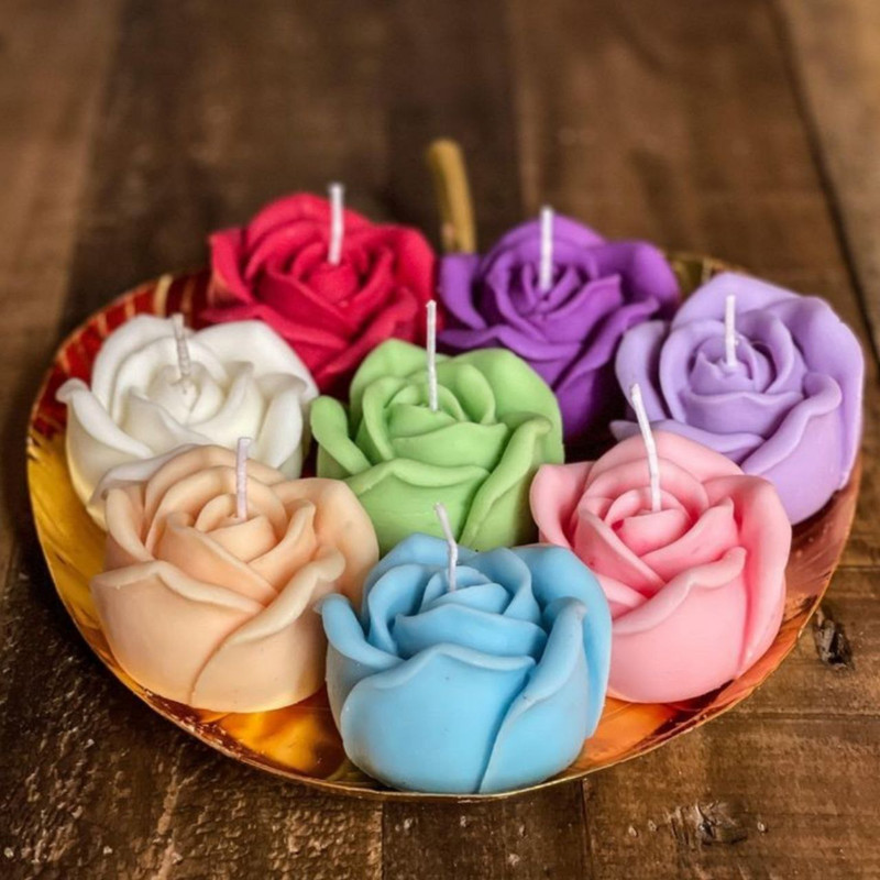 شمع مدل گل رز بسته 2 عددی