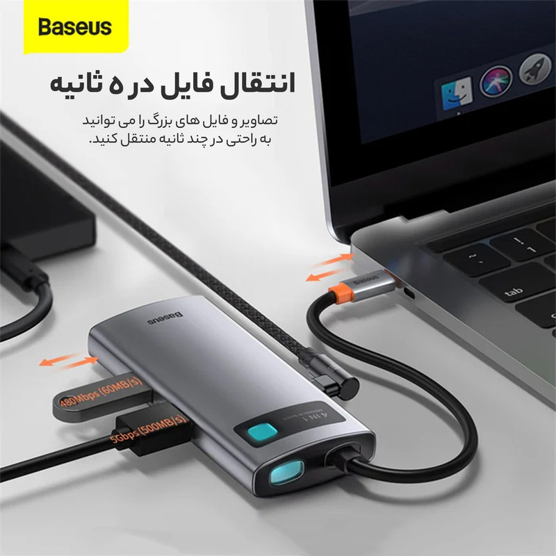 هاب 4 پورت USB-C باسئوس مدل Metal Gleam Series
