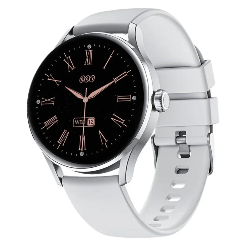 ساعت هوشمند کیو سی وای مدل MSU WATCH ELITE PUNCHING  دارای قابلیت های صفحه نمایش رنگی، صفحه نمایش لمسی، کنترل موسیقی (Music Player)، قابلیت مکالمه از طریق بلوتوث بند سیلیکون