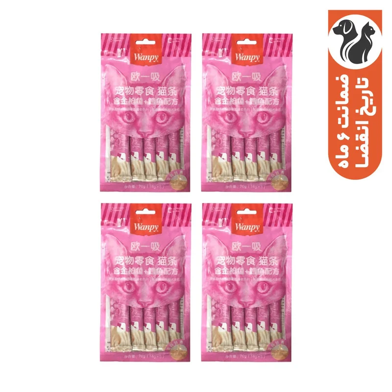 بستنی گربه ونپی مدل مرغ و ماهی کاد وزن 280 گرم 4 عدد بسته 5 عددی