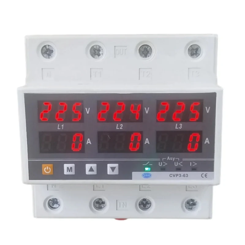 محافظ ولتاژ و جریان سه فاز 63 آمپر جی بی اچ کد JBHCVP-633PH63A