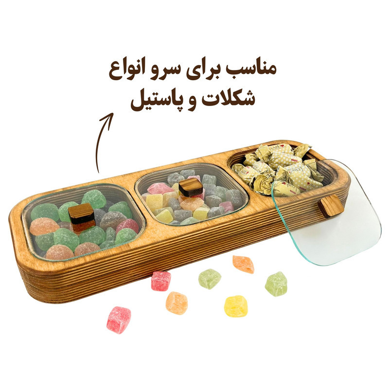 اردوخوری چوبی مدل OD183 ساخته شده از چوب وارداتی با پوشش صددرصد گیاهی، قابل شست‌وشو با دست، آبگریز و بهداشتی، مناسب سرو آجیل، تنقلات، میوه خشک، شکلات و پاستیل، ابعاد 35×13×4 سانتی‌متر، مناسب استفاده خانگی و رستوران