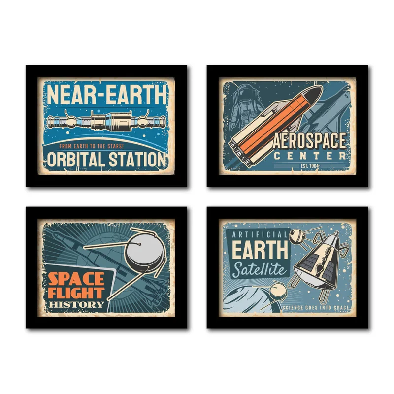 تابلو مدل ناسا و فضا طرح space vibes مجموعه 4 عددی