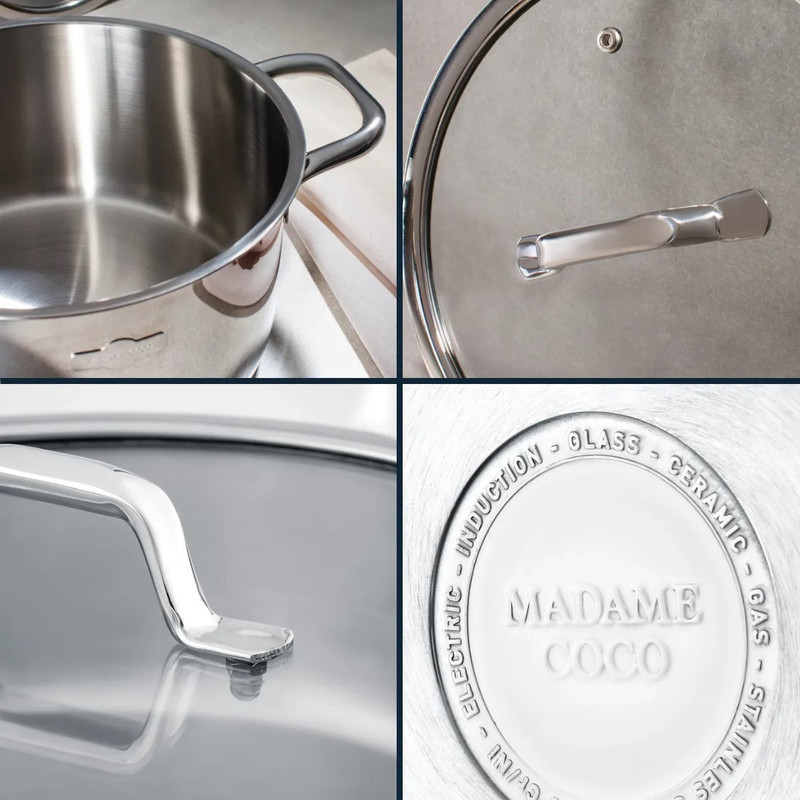 قابلمه استیل مادام کوکو مدل Nova Derin Tencere  سایز 22