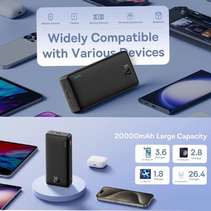 پاوربانک 20 وات بیسوس مدل Airpow ظرفیت 20000 میلی‌آمپرساعت